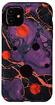 Coque pour iPhone 11 Violet Abstrait Pois avec Bizarre Rouge Noir Naturel