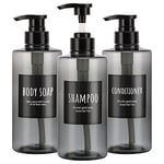 Segbeauty Lot de 3 flacons de shampooing Rechargeables de 500 ML en Plastique Vide pour Douche, Grand Distributeur de Lotion en Pet avec Pompe pour Le Corps, après-shampoing, hôtel, Salle de Bain