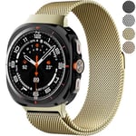 Compatible with SAMSUNG Galaxy Watch Ultra 47mm Strap, Adjustable Magnetic Mesh Loop Stainless Steel Metal Replacement Wristband for Galaxy Watch Ultra 47mm Women Men,Gold