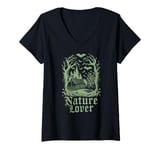 Womens Nature Lover Dark Cottagecore Enchanting Forest V-Neck T-Shirt