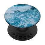 PopSockets Breaking Ocean Wave, White Sea Foam, Marine Blue Water PopSockets PopGrip: Swappable Grip for Phones & Tablets