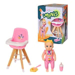 BABY born Minis Set avec chaise haute & Luna 906125 - Poupée de 6,5 cm avec accessoires exclusifs et 1 corps mobile pour un jeu réaliste - Convient aux enfants de 3 ans et plus