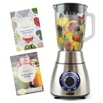healthkick 1200w Ice Crushing Smoothie Blender - 1.8L Glass Jug - 3 Programmes: Pulse / Ice Crush / Smoothie - Variable Speed Control - Free Health and Nutrition Guide - K3251 - Stainless Steel