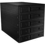 ICY BOX ICY BOX IB-565SSK Drive Enclosure Internal - Black - 5 x Total Bay - 5 x 3.5" Bay - Serial ATA/600  SAS - Aluminium - Cooling Fan - 5.25"