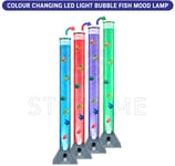 Straame 90cm Colour Changing LED Sensory Bubble Tube Lamp Mood Fish Water Silver