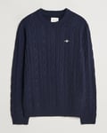 GANT Lambswool Cable C-Neck Evening Blue