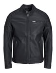 Jack & Jones Men's Jjerocky Jacket Noos Faux Leather, Black (Black Pattern:pu), XS