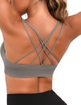 Jezonga Brassiere Sport Femme Soutien Gorge Sport Coussinets Amovibles Soutiens-Gorge de Sport Brassiere de Sport sans Couture sous-Vêtements de Sport sans Armature Beau Dos Push Up Yoga Gym Gris L