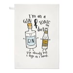 I'm On A Gin And Tonic Diet Tea Towel Dish Cloth - Funny Joke