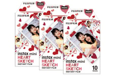 Fujifilm Instax Mini Instant Photo Film - Heart Sketch - Pack of 30