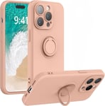 Coque Silicone Pour iPhone 14 Pro Couleur Rose Avec Anneau Support Little Boutik