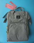 POFUNUO BABY CHANGE TRAVEL BAG RUCKSACK USB CONNECTION MULTIPLE POCKETS GREY NEW