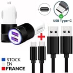 Autoladdarpaket + 2 Micro USB-kablar till Oukitel WP7 Ultrakraftig och snabb laddare 2X (5V - 2.1A) + 1M kabel - SVART. Svart