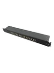 LogiLink Cat.6A Patch Panel 16 ports shielded 19 inch rack mount black