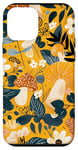 Coque pour iPhone 12 mini Jaune Abstrait Paisley Mignon Cottagecore Grenouille et Champignon