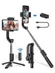 APEXEL Stabilisateur Smartphone,1 Axe Gimbal Stabilisateur de Téléphone Portable pour iPhone et Android,Perche Selfie Bluetooth Stabilisateur Rotation à 360 °Équilibre Automatique