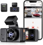 E3 3 Canaux 2.7K+1080P+1080P Dashcam Voiture, 5GHz WiFi GPS Camera Embarquée Avant et Arrière WDR/HDR, Contrôle sans Fil & Vocale, 24h. Mode Parking Tampon, Vision Nocturne IR 360°Max 512G