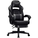 Fauteuil gamer Songmics OBG073B03 - Gris et noir - Chaise gaming - Siège de bureau réglable - Avec repose-pieds télescopique - Ergonomique