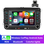 Autoradio 7 pouces sans fil carPlay Android Auto pour VW/Passat/Touran/caddy/Jetta autoradio stereo lecteur multimedia de voiture+camera