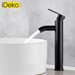 Ideko - Robinet salle de bain lavabo haut à vasque lavabo Noir design en céramique