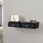 Etagère Murale Stylée avec 2 Tiroirs Meuble de Rangement Design pour Entrée Salon Chambre MDF Laqué 10 x 60 x 15 cm Noir en.casa