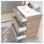 Meuble de salle de bain sous vasque 3 tiroirs + vasque L80cm FARO chêne blanchi Taille unique