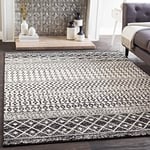 Livabliss Nice Tapis Géométrique Scandinave Contemporain - Grand Tapis Salon, Salle à Manger, Chambre, Cuisine - Tapis Design Boheme Chic, Berbere Moderne, Tapis Poil Court 160x228cm - Noir, Gris