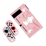 Pink-Cute Pink Rabbit Pehmeä suojakotelo Nintendo Switch NS -konsoli Joy-Con ohjainkotelo Suojakuori Pelitarvikkeet