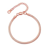 FindChic Bracelet Serpent Femme Acier Choker 3 mm Ras De Cou Inoxysable Gourmette Fille Large Or Rose