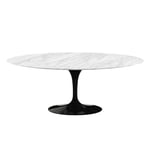 Knoll - Saarinen Oval Table - Matbord, 198 x 121 cm, Svart underrede, skiva i glansig Statuarietto marmor - Spisebord - Eero Saarinen - Hvit - Metall/Stein