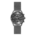 Skagen Montre pour hommes Holst Chronograph, mouvement chronographe à quartz, boîtier en acier anthracite de 40 mm avec bracelet en maille d'acier inoxydable, SKW6608