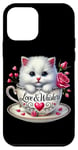 Coque pour iPhone 12 mini Love And Whiskers Tasse à thé Motif chaton mignon