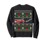 Fire Truck Ugly Sweater Style Firefighter Fireman Christmas Sweatshirt