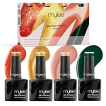 Mylee Gel Nail Polish Quad Set 4x10ml [Mehndi] UV/LED Soak-Off Nail Art Manicure Pedicure for Professional, Salon & Home Use [Unveiled Collection] - Long Lasting & Easy to Apply