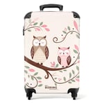 NoBoringSuitcases.com Valise Enfant, Valise Cabine, Valise Enfant Fille, Bagages Enfant, Valise Enfant Roulette, Valise pour Enfant, Valise Cabine Fille, Valise Cabine 55x35x25cm (Hiboux - Pastel)