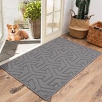 KMVIZI Tapis Entree Interieur, Tapis Antidérapant et Absorbant, Lavable, Tapis Cuisine Devant Evier, Tapis de Passage Facile à Nettoyer pour Chambre, Cuisine, Manger, Buanderie (Gris, 60x90cm)