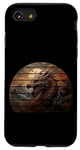 Coque pour iPhone SE (2020) / 7 / 8 Rétro coucher de soleil doré dragon asiatique, lune, montagnes, anime art