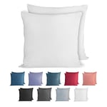 Komfortec 100% Cotton Cushion Covers, Set of 2, 60 x 60 cm, Super Soft Premium Jersey Pillowcase, 150 g/m², Pillow Slip, White