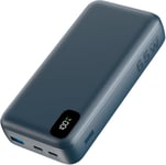 Batterie Externe 65w, Power Bank 20000mah Charge Rapide Pd3.0 Qc4.0 Usb C In&out Avec 3 Sorties Compatible Avec Macbook Steam Deck Dell Iphone 16 15 14 Pro Max Samsung S23 Etc Bleu