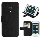 htdmobiles Housse Etui Coque Pochette Portefeuille pour Alcatel One Touch Pop 2 (4.0) 4045D - Noir