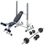 York B540 Weight Bench with 50kg Barbell Dumbbell Set