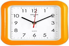 Home Horloge Cadre Mural, Plastique, Orange/Blanc, 23 x 23 x 4 cm