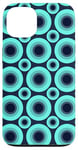 iPhone 13 Teal Dark Blue Oceanic Circle Ring Dot Bubble Pattern Case