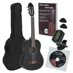 JUAN MIGUEL NAVARREZ Classical Guitar 1/2 starter set noir (sac, tuner, picks, livre avec CD)