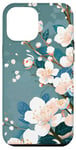 iPhone 13 Pro Max Japanese White Cherry Blossom Sakura Flower Blue Background Case