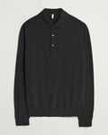 Sunflower Merino Long Sleeve Polo Black