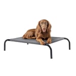 Navaris Elevated Dog Bed with Cooling Effect - Small Raised Dog Beds w/Legs - Durable & Chew Proof - Ideal for Medium Dogs & Cats - Outdoor & Indoor Use - Grey