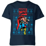 T-Shirt de Noël Homme Marvel Avengers Thor - Bleu Marine - 9-10 ans