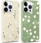 2 Pièces Coque Pour Iphone 11 Pro 5,8"", Aesthetic Motif Fleur Étui Filles Femmes Case, Mince Silicone Souple Tpu Bumper Housse Antichoc Protection Case Cover Pour Iphone 11 Pro, Vert + Beige