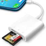 Lecteur De Carte Sd Pour Iphone Ipad, Lecteur De Carte Sd 3 En 1 Avec 2 Fentes Micro Sd/Sd, Adaptateur De Carte Mémoire Photo, Chargement Et Lecture Simultanés Des Cartes, Plug And Play